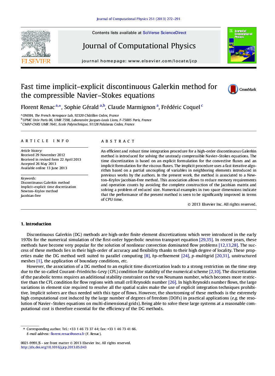 Fast time implicit–explicit discontinuous Galerkin method for the compressible Navier–Stokes equations