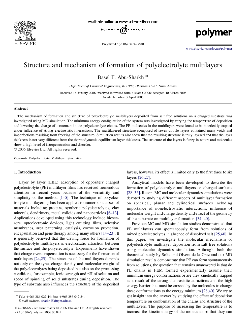 Structure and mechanism of formation of polyelectrolyte multilayers