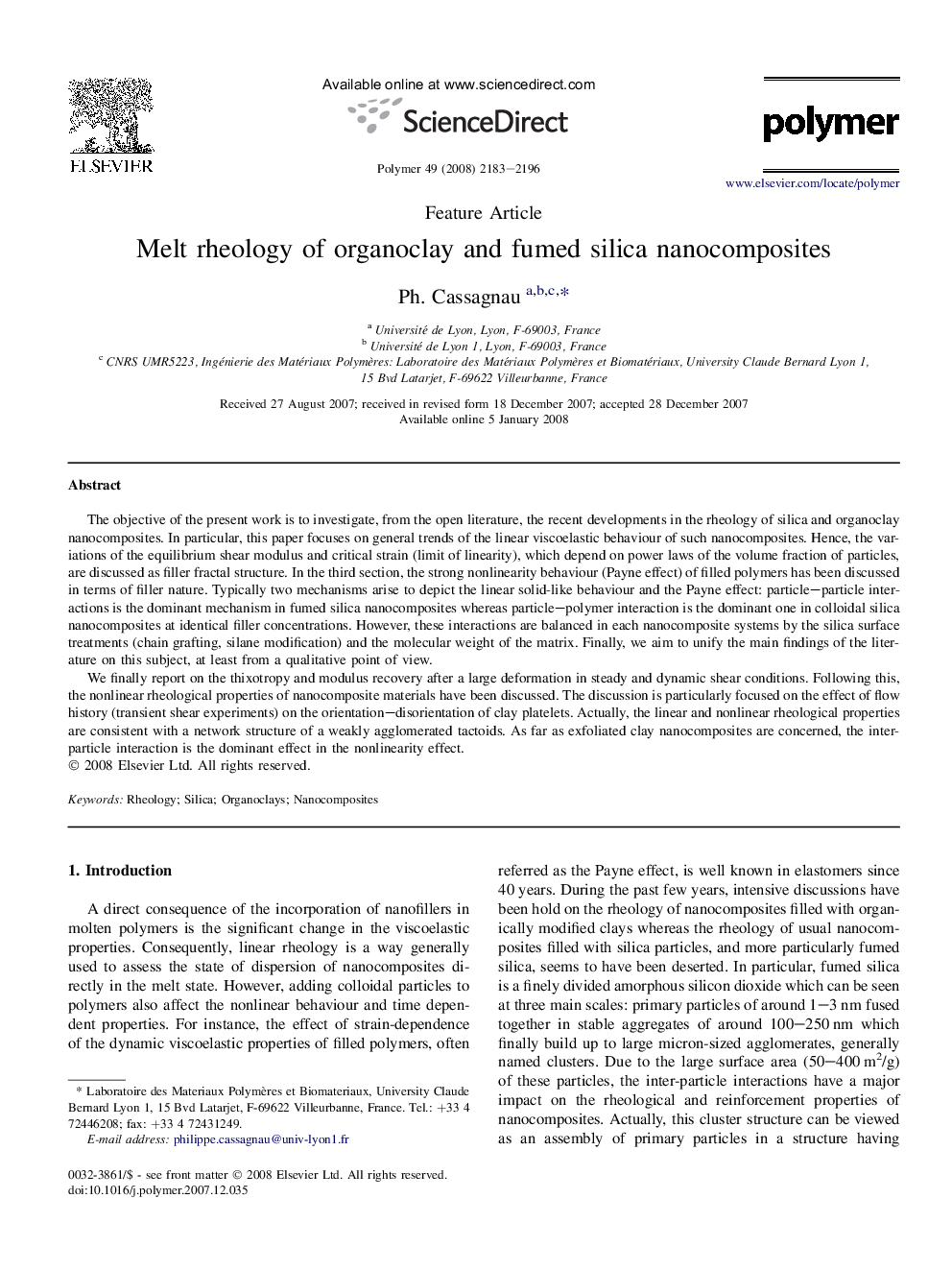 Melt rheology of organoclay and fumed silica nanocomposites