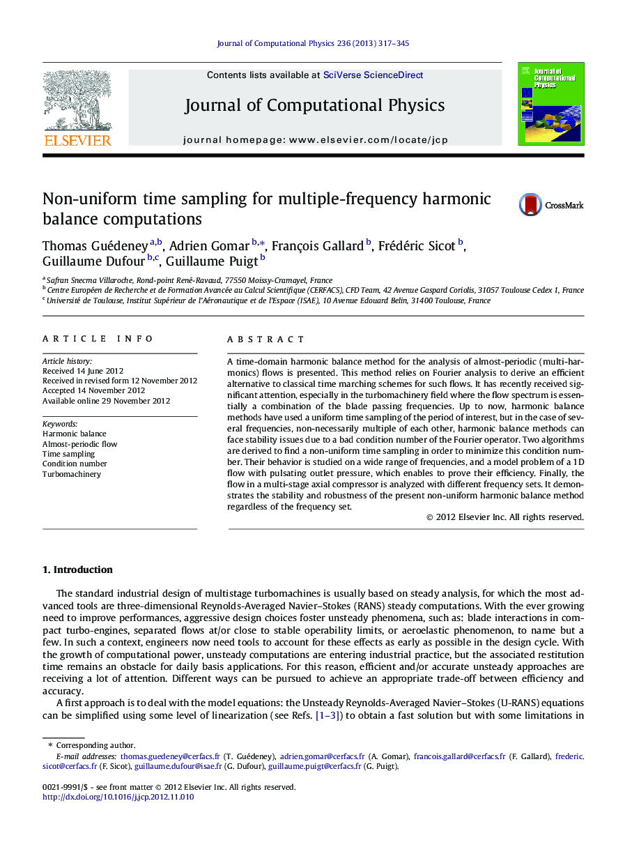 Non-uniform time sampling for multiple-frequency harmonic balance computations