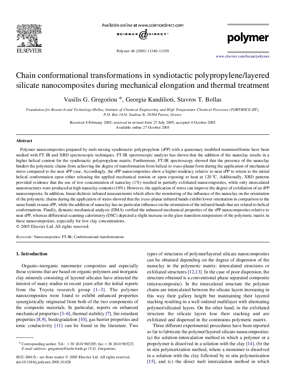 Chain conformational transformations in syndiotactic polypropylene/layered silicate nanocomposites during mechanical elongation and thermal treatment