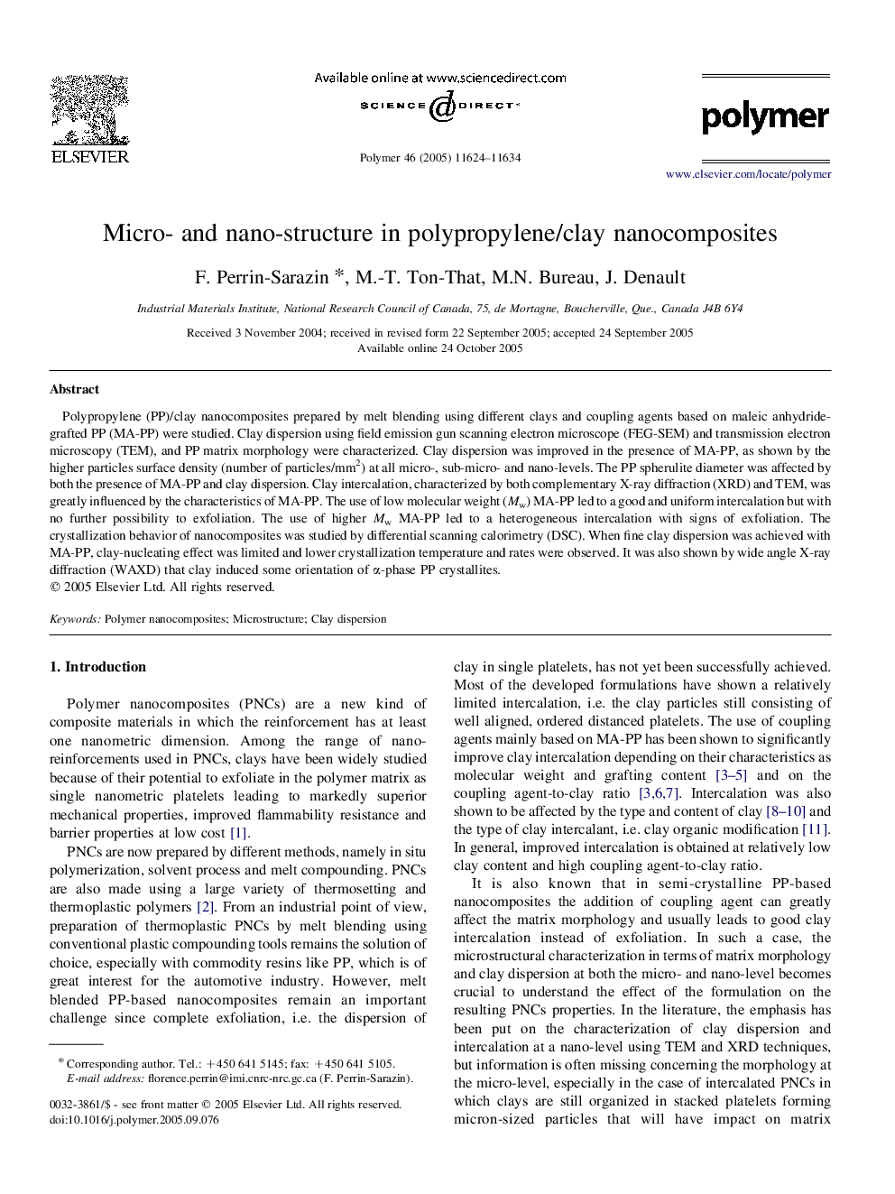 Micro- and nano-structure in polypropylene/clay nanocomposites