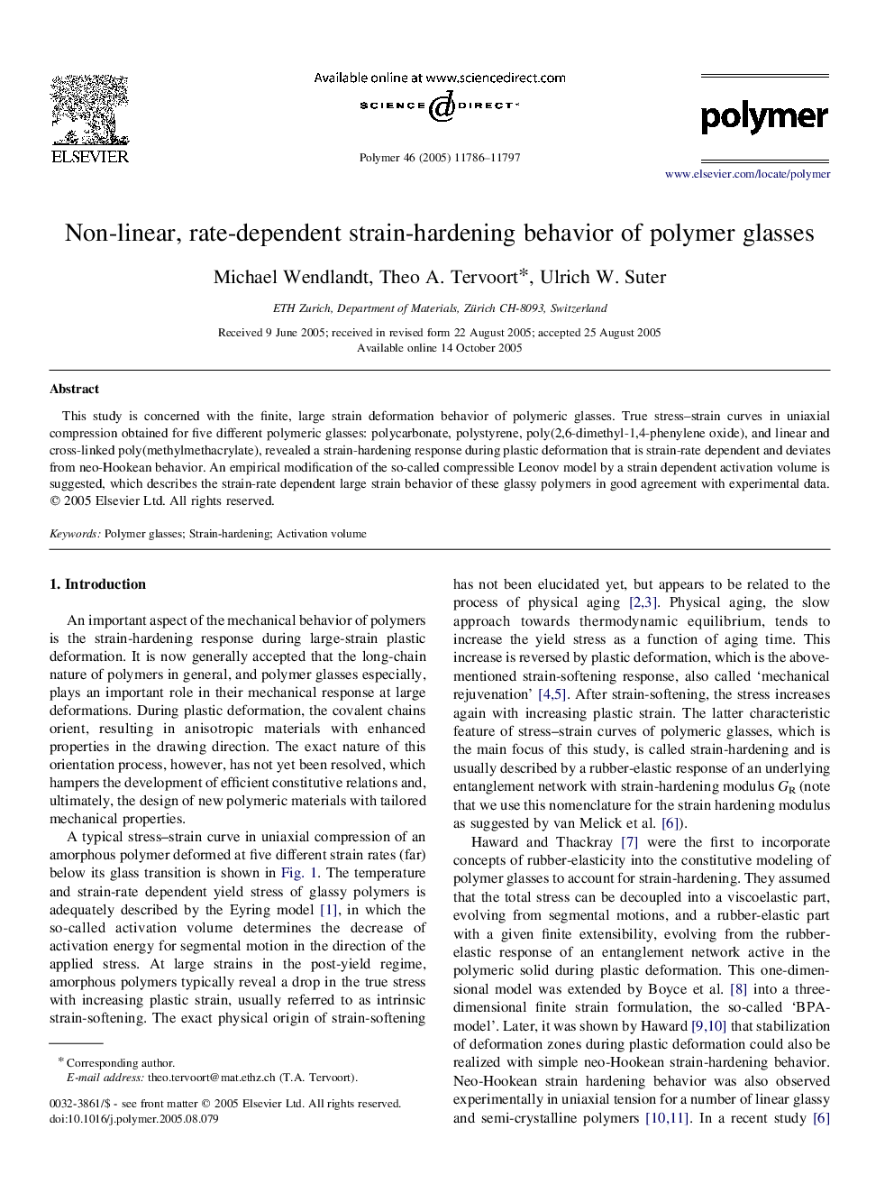 Non-linear, rate-dependent strain-hardening behavior of polymer glasses