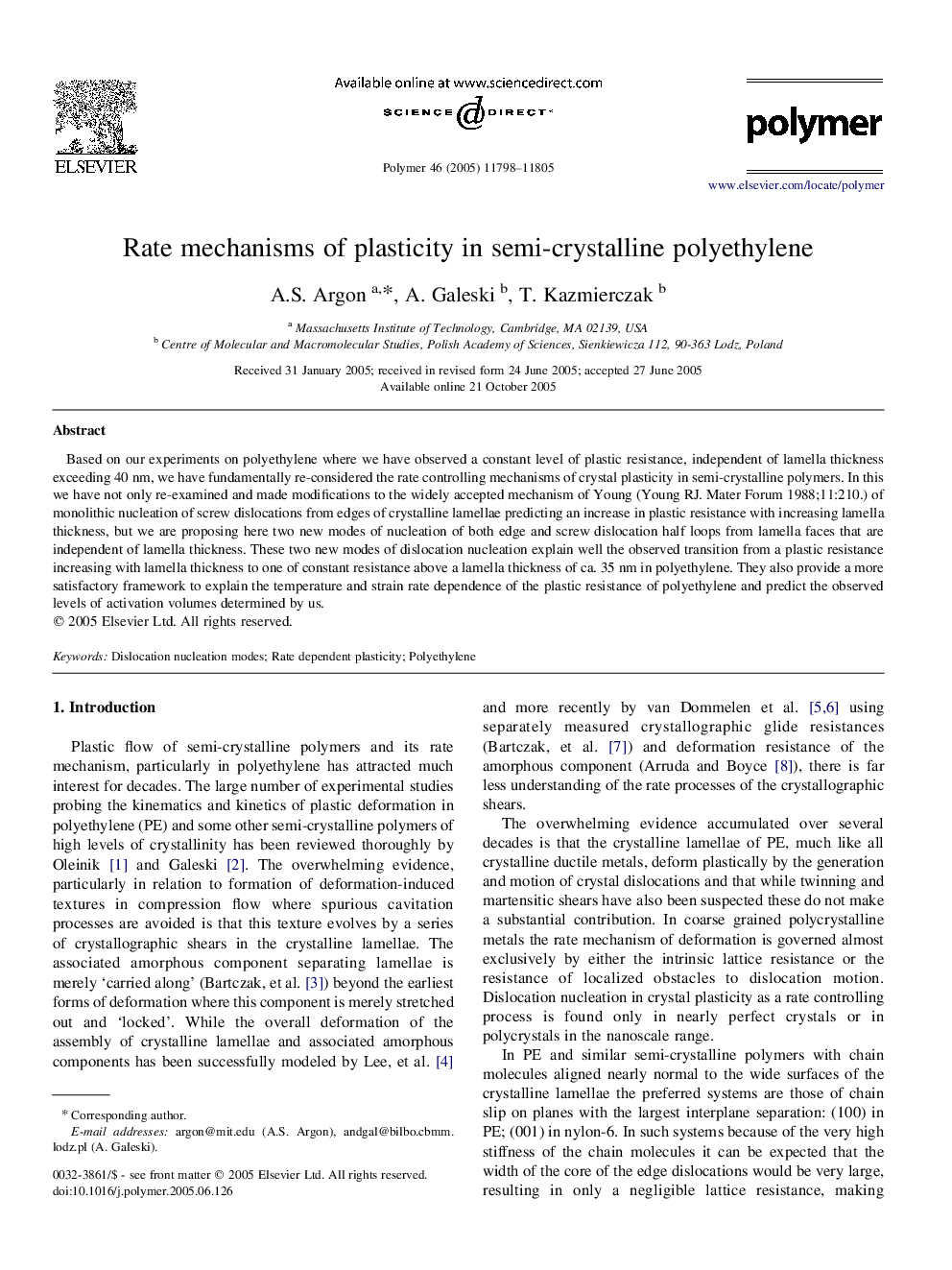 Rate mechanisms of plasticity in semi-crystalline polyethylene