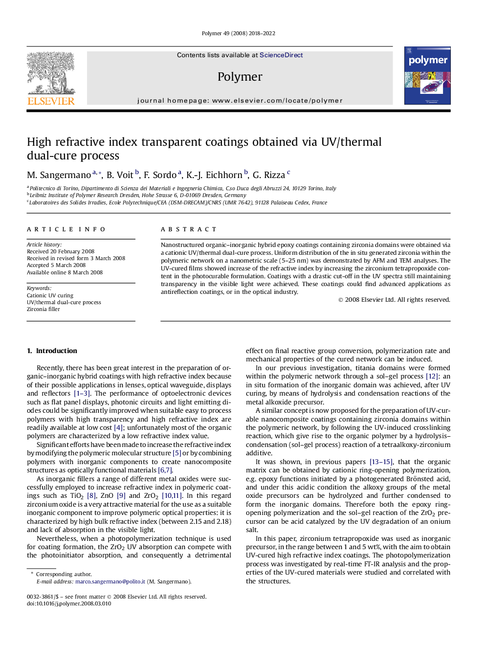 High refractive index transparent coatings obtained via UV/thermal dual-cure process