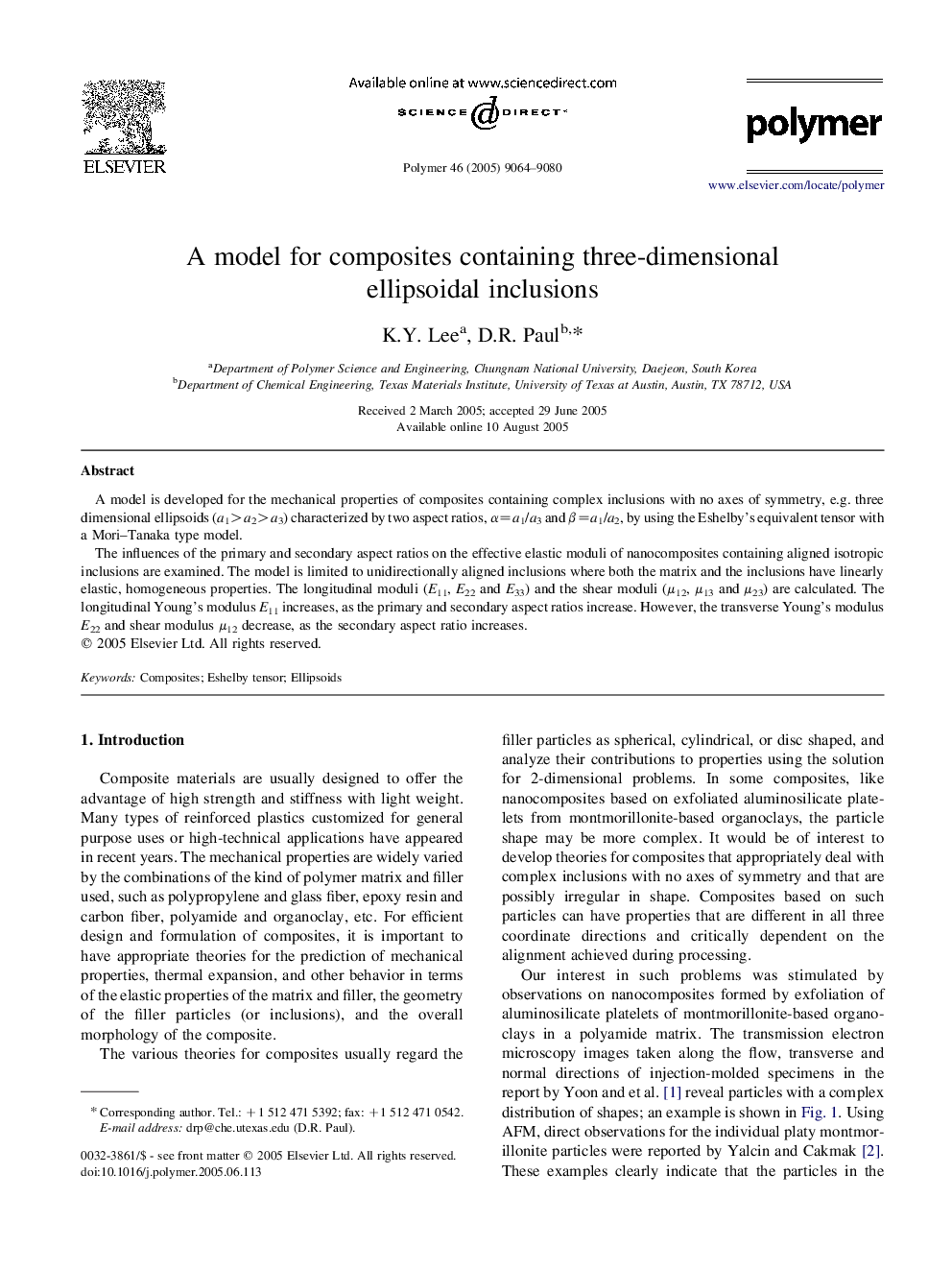 A model for composites containing three-dimensional ellipsoidal inclusions