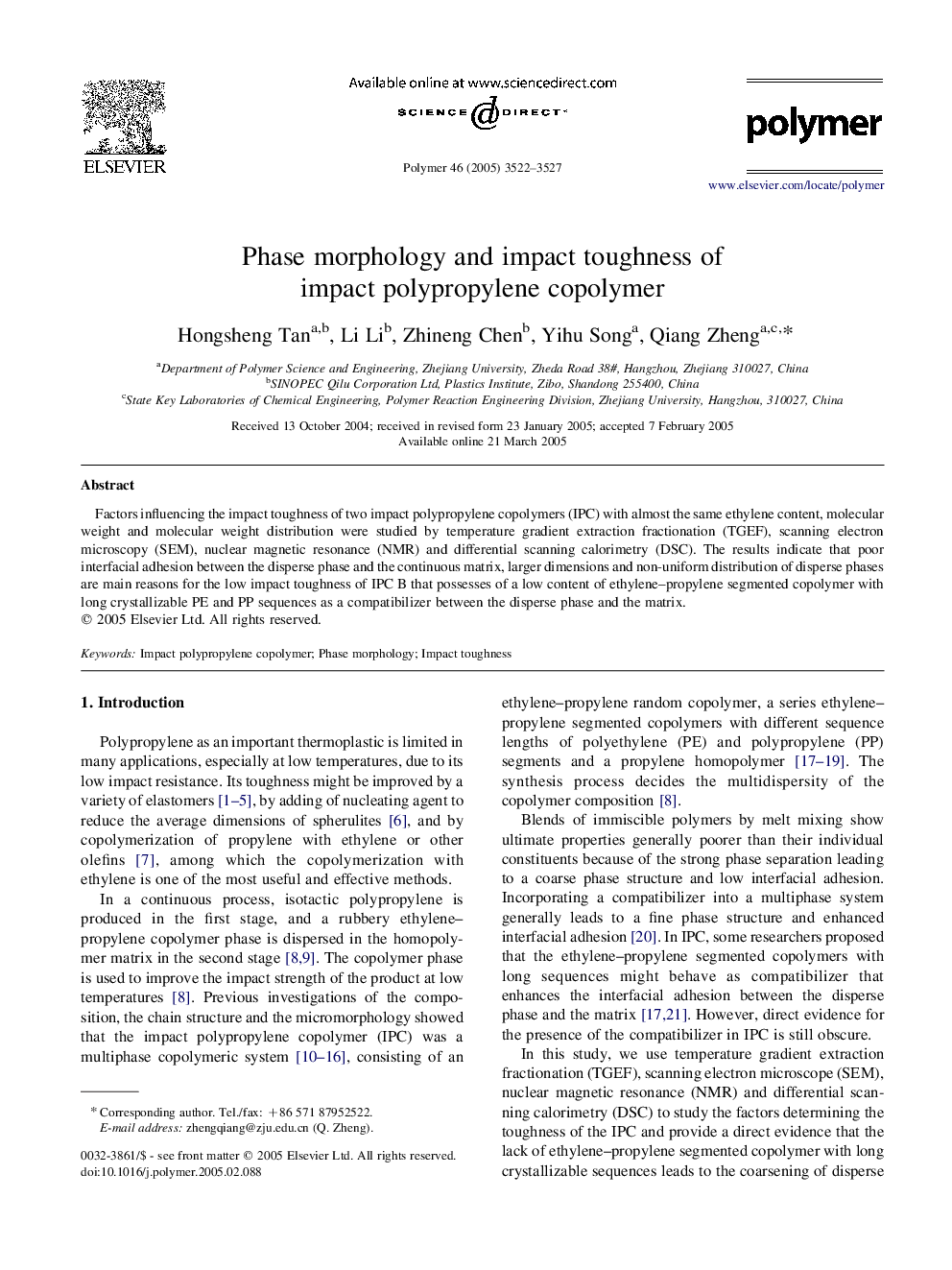 Phase morphology and impact toughness of impact polypropylene copolymer