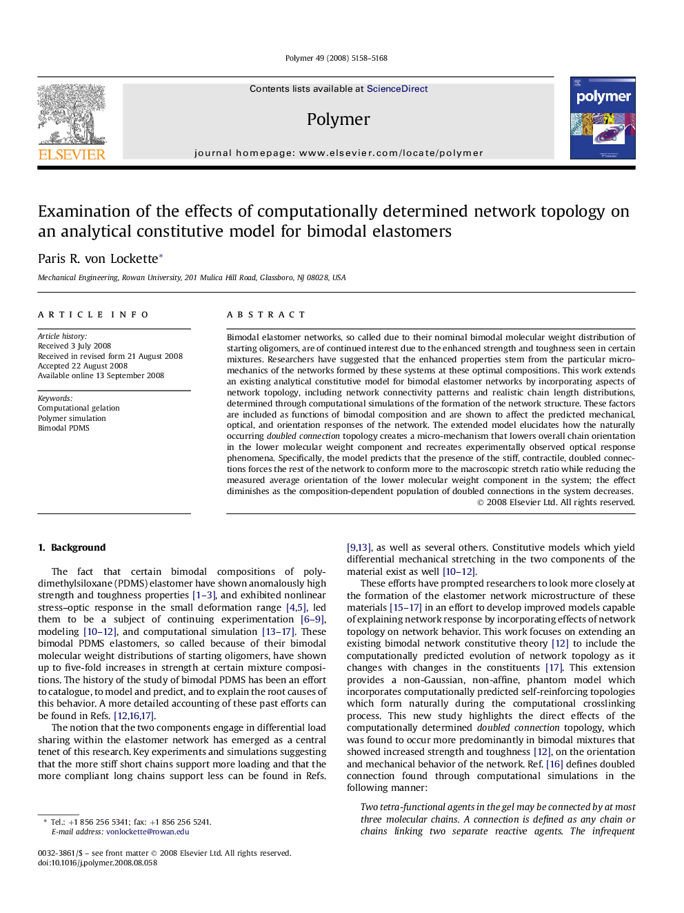 Examination of the effects of computationally determined network topology on an analytical constitutive model for bimodal elastomers