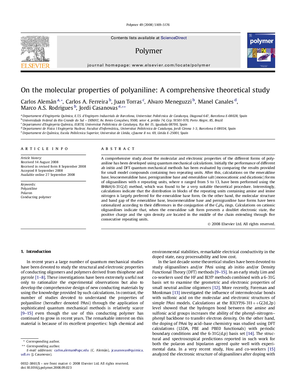 On the molecular properties of polyaniline: A comprehensive theoretical study