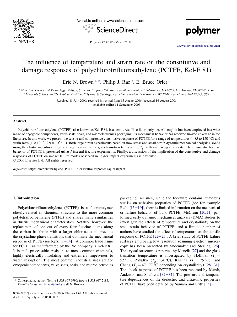 The influence of temperature and strain rate on the constitutive and damage responses of polychlorotrifluoroethylene (PCTFE, Kel-F 81)