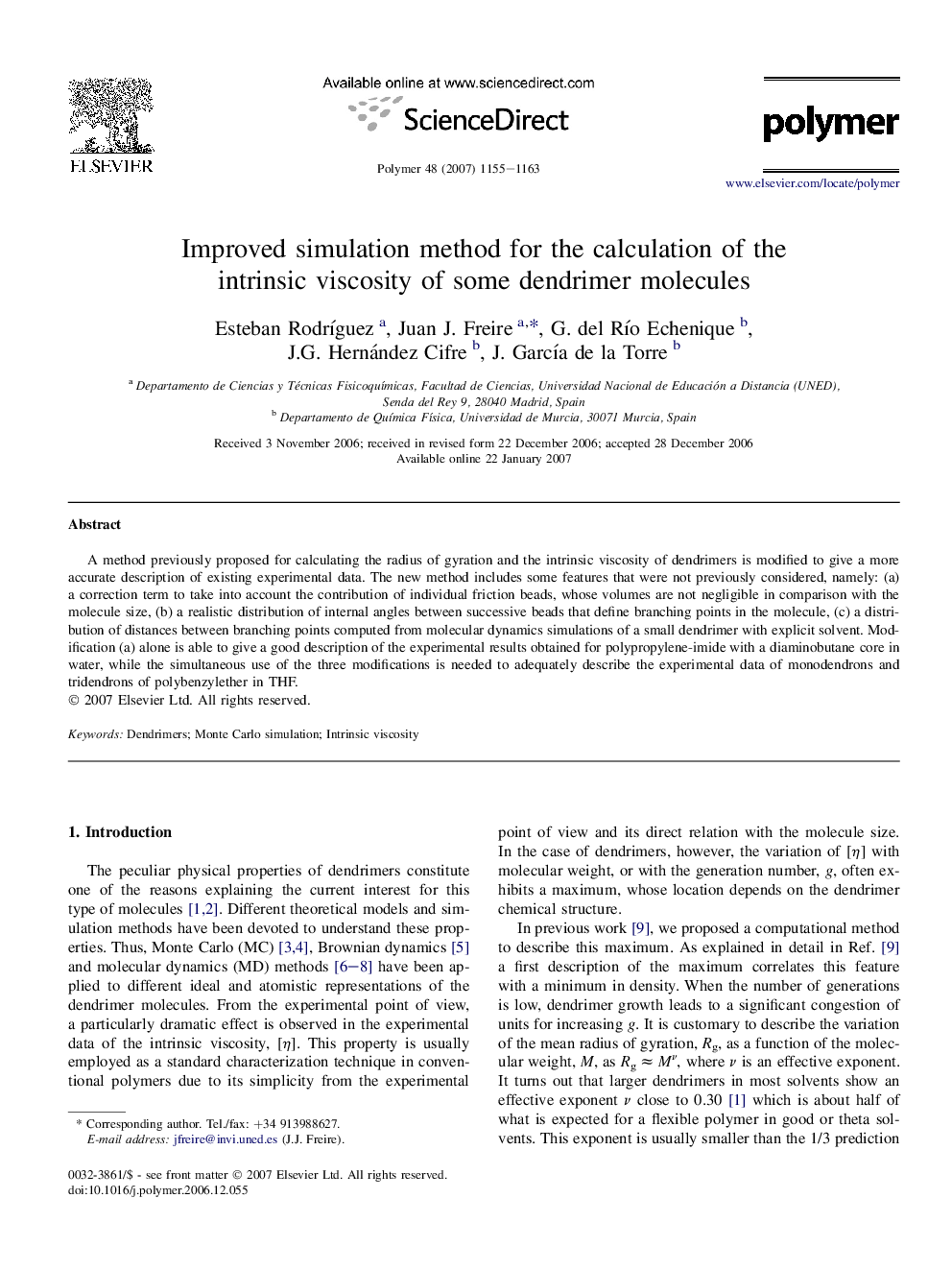 Improved simulation method for the calculation of the intrinsic viscosity of some dendrimer molecules