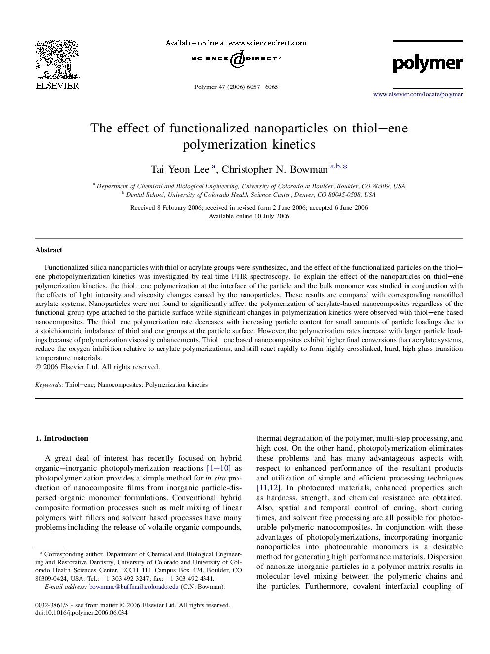 The effect of functionalized nanoparticles on thiol-ene polymerization kinetics