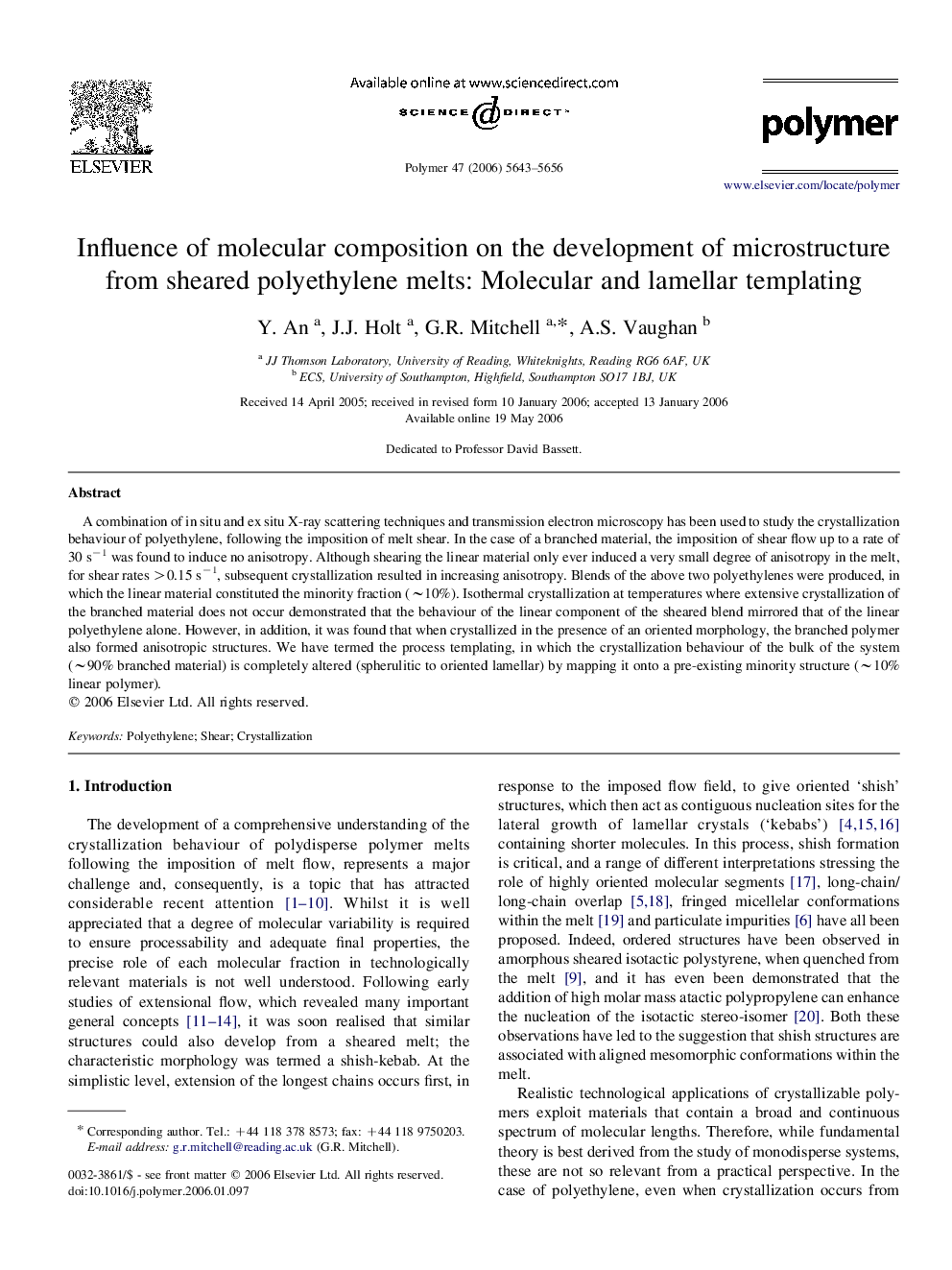 Influence of molecular composition on the development of microstructure from sheared polyethylene melts: Molecular and lamellar templating