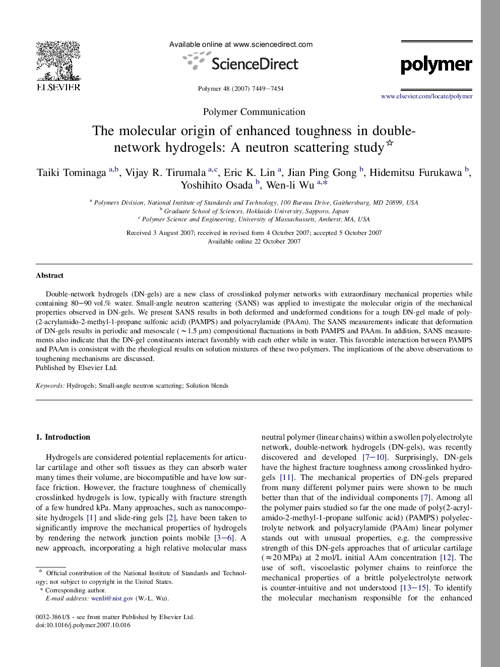 The molecular origin of enhanced toughness in double-network hydrogels: A neutron scattering study