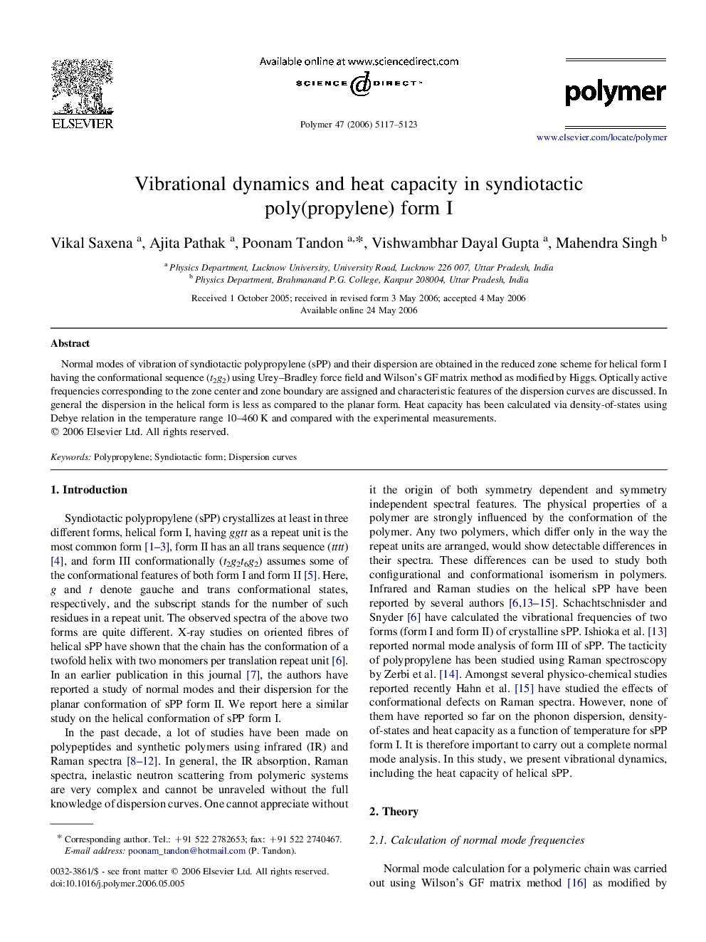 Vibrational dynamics and heat capacity in syndiotactic poly(propylene) form I