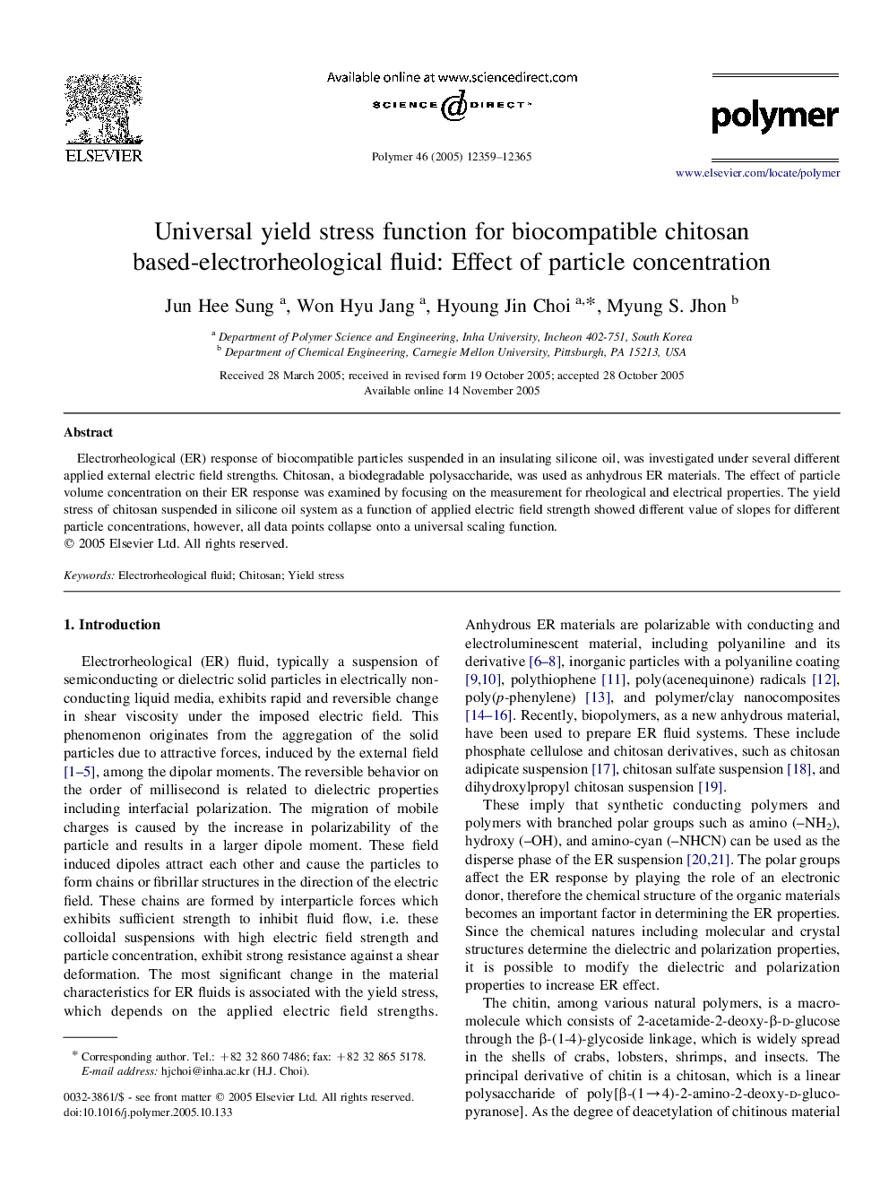 Universal yield stress function for biocompatible chitosan based-electrorheological fluid: Effect of particle concentration