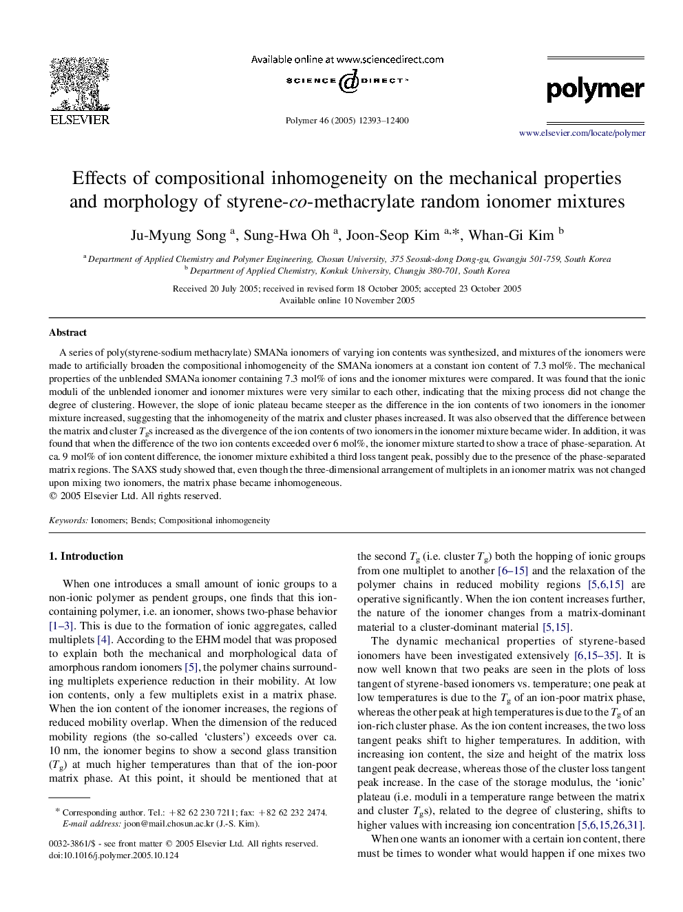 Effects of compositional inhomogeneity on the mechanical properties and morphology of styrene-co-methacrylate random ionomer mixtures