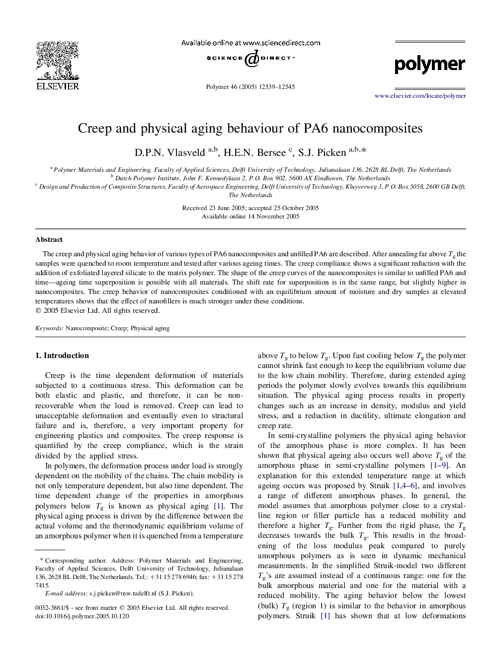 Creep and physical aging behaviour of PA6 nanocomposites