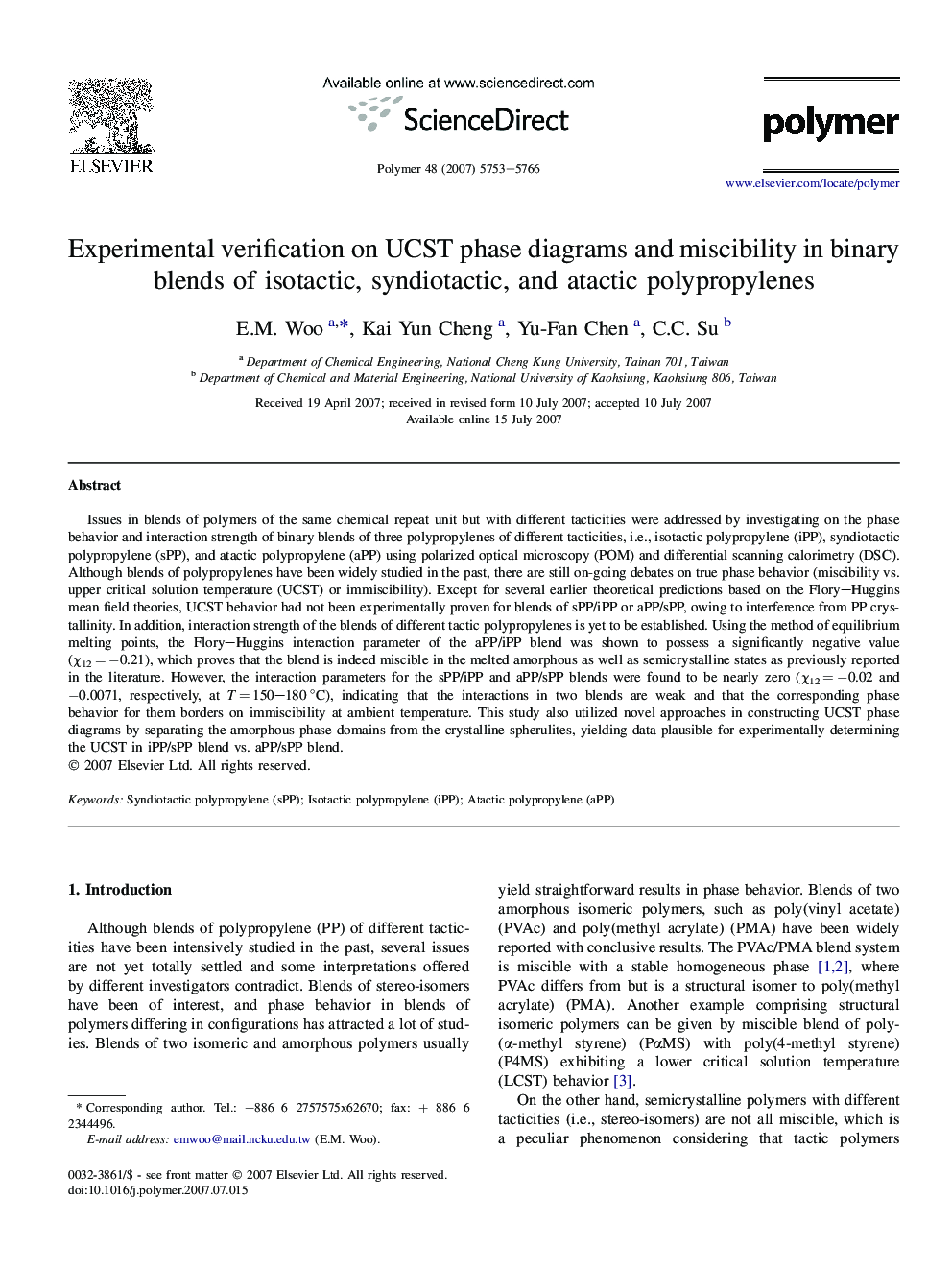 Experimental verification on UCST phase diagrams and miscibility in binary blends of isotactic, syndiotactic, and atactic polypropylenes