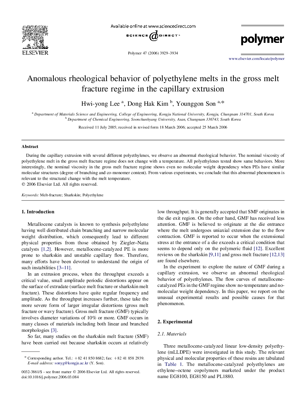 Anomalous rheological behavior of polyethylene melts in the gross melt fracture regime in the capillary extrusion