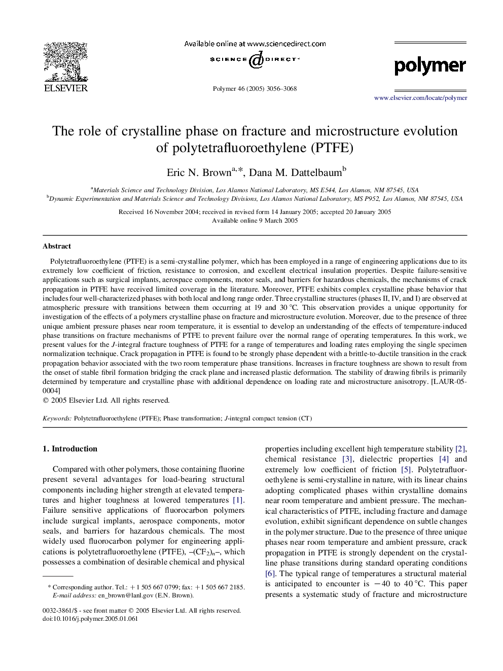 The role of crystalline phase on fracture and microstructure evolution of polytetrafluoroethylene (PTFE)