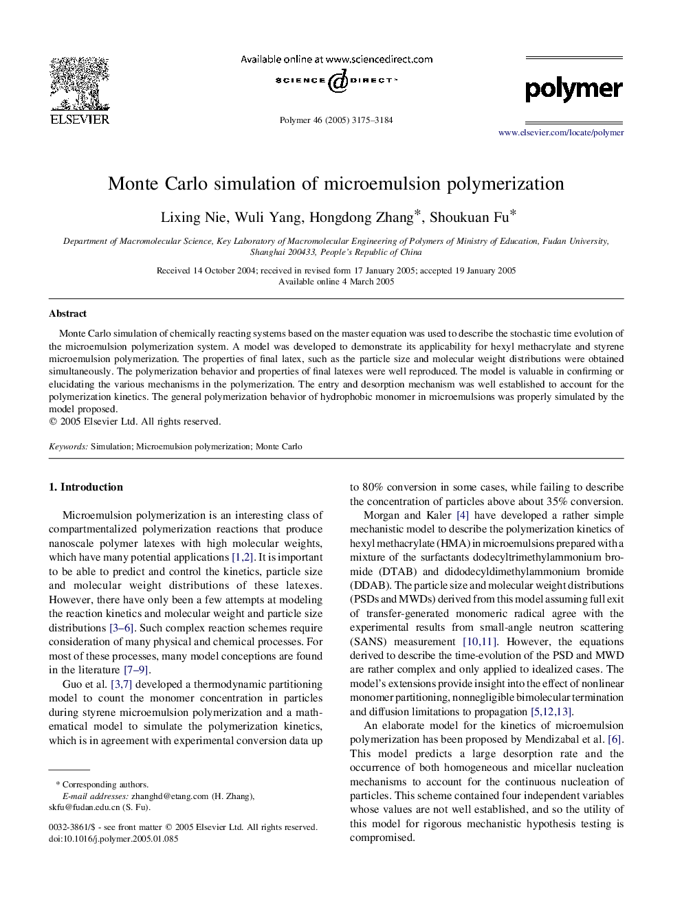 Monte Carlo simulation of microemulsion polymerization