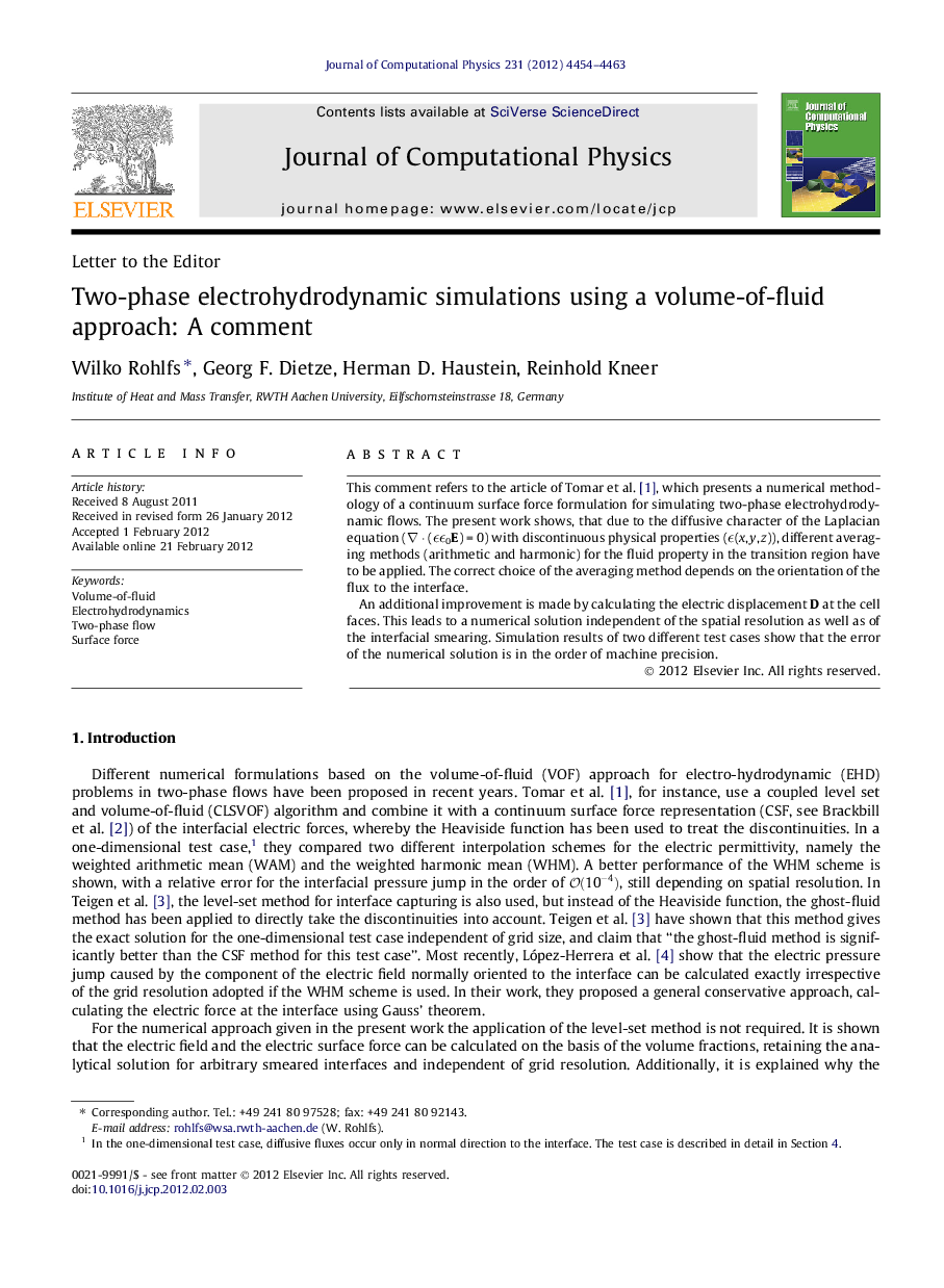 Two-phase electrohydrodynamic simulations using a volume-of-fluid approach: A comment