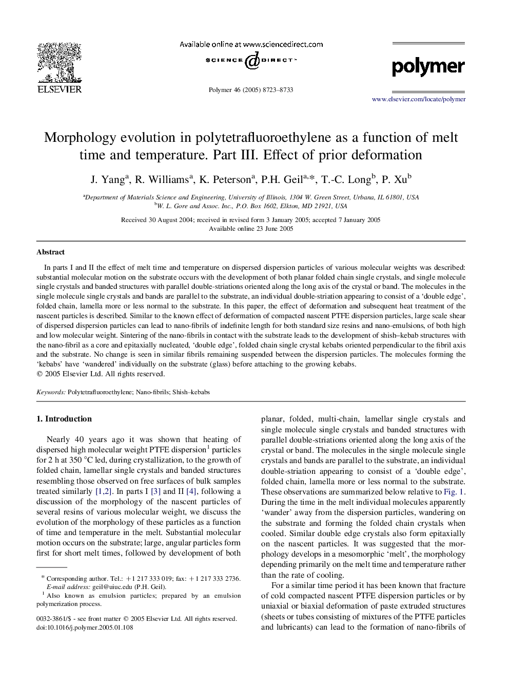 Morphology evolution in polytetrafluoroethylene as a function of melt time and temperature. Part III. Effect of prior deformation