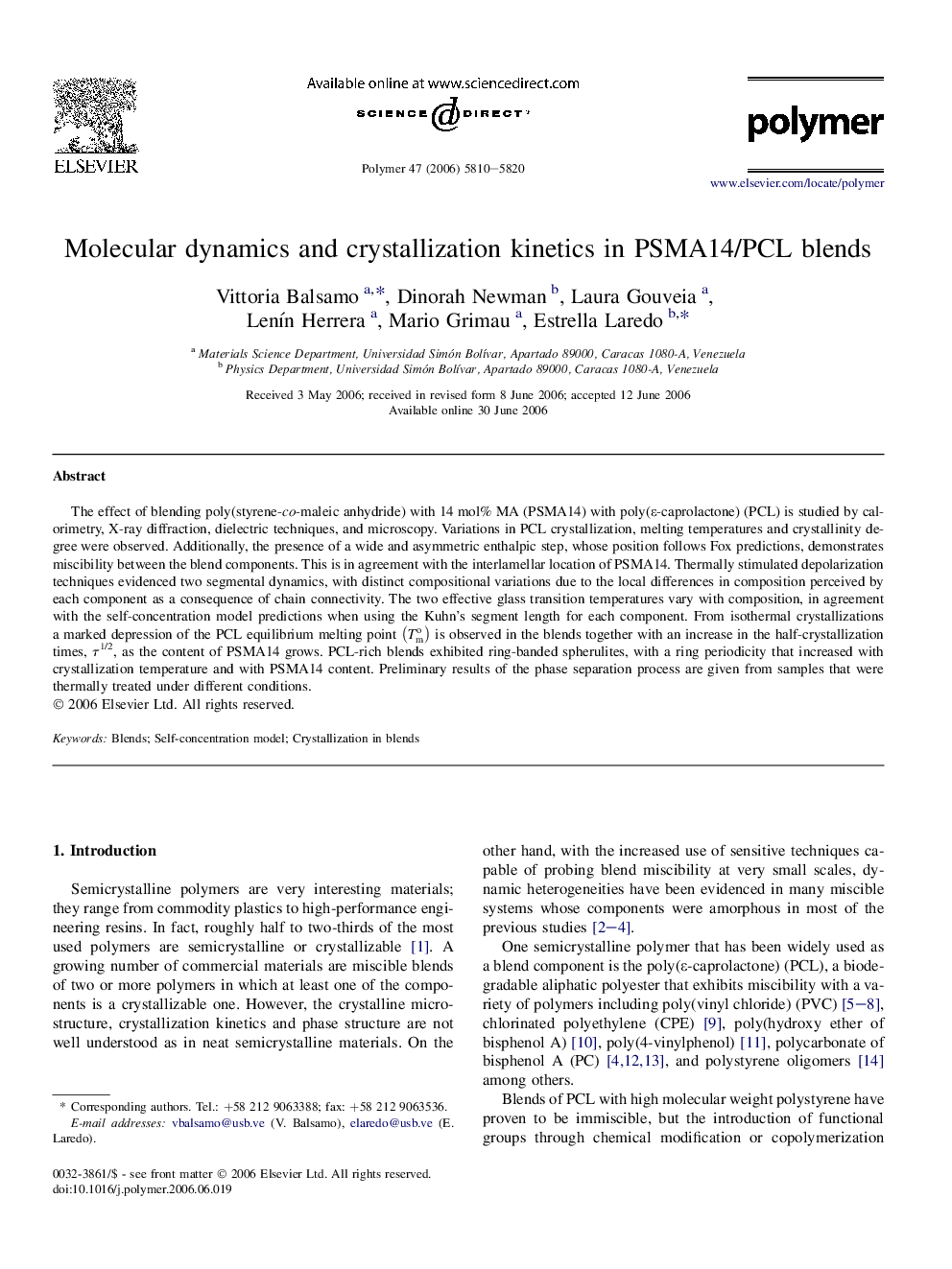 Molecular dynamics and crystallization kinetics in PSMA14/PCL blends