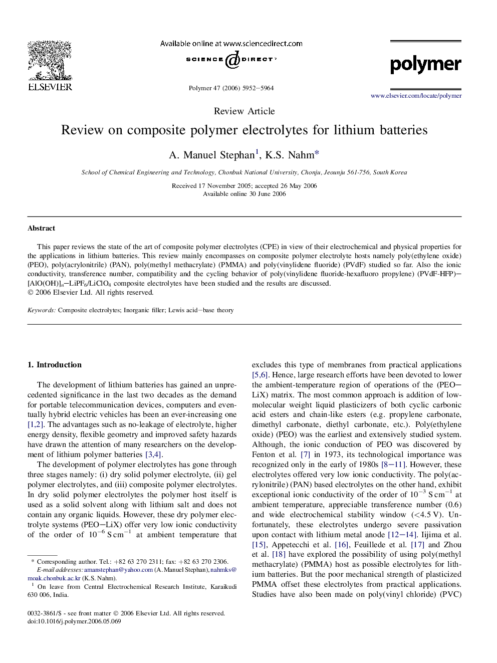 Review on composite polymer electrolytes for lithium batteries