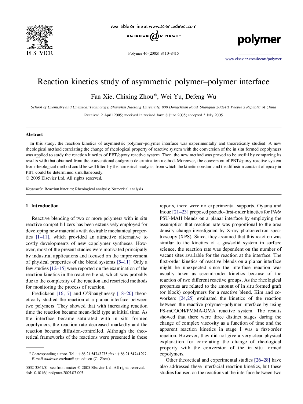 Reaction kinetics study of asymmetric polymer-polymer interface