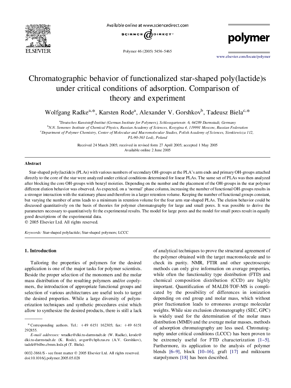 Chromatographic behavior of functionalized star-shaped poly(lactide)s under critical conditions of adsorption. Comparison of theory and experiment