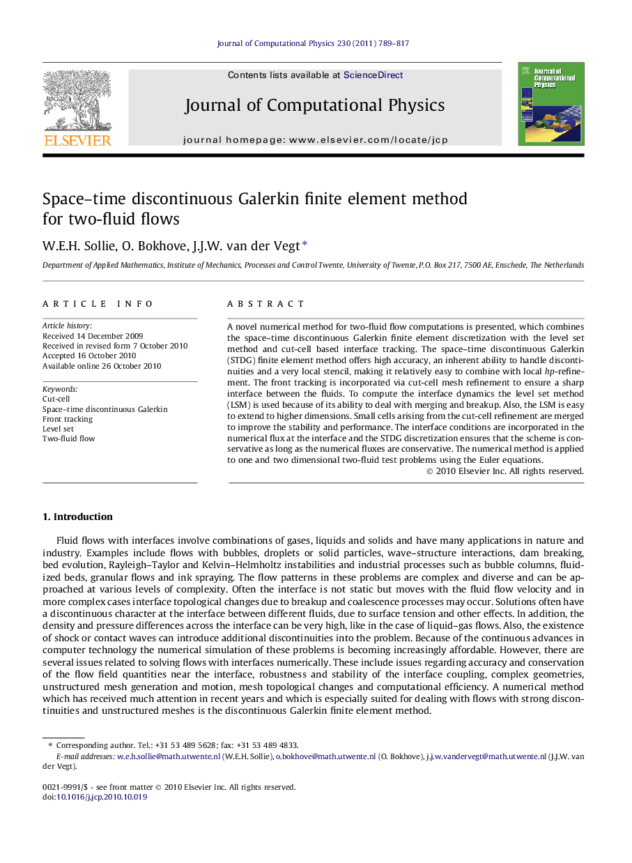 Space–time discontinuous Galerkin finite element method for two-fluid flows