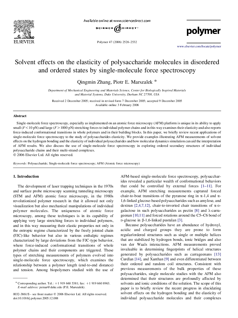 Solvent effects on the elasticity of polysaccharide molecules in disordered and ordered states by single-molecule force spectroscopy