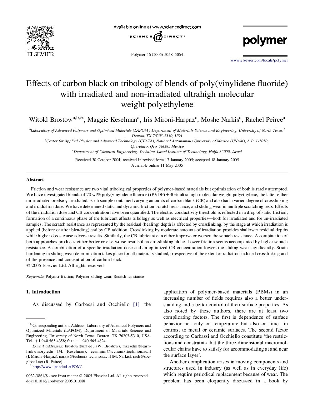 Effects of carbon black on tribology of blends of poly(vinylidene fluoride) with irradiated and non-irradiated ultrahigh molecular weight polyethylene