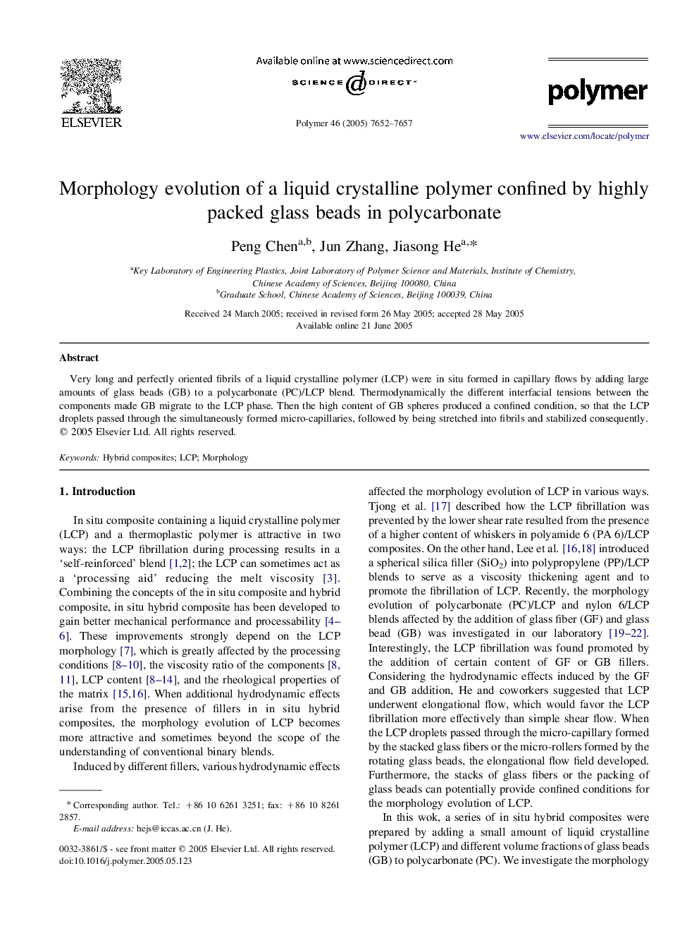 Morphology evolution of a liquid crystalline polymer confined by highly packed glass beads in polycarbonate