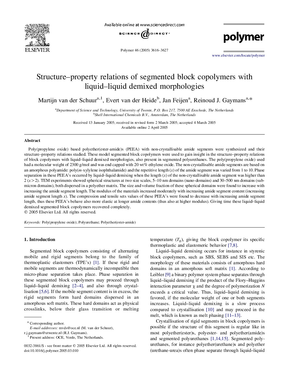 Structure-property relations of segmented block copolymers with liquid-liquid demixed morphologies