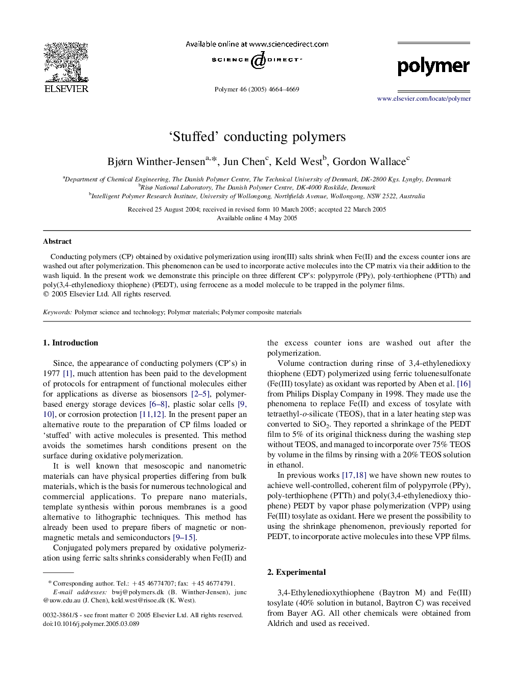 'Stuffed' conducting polymers