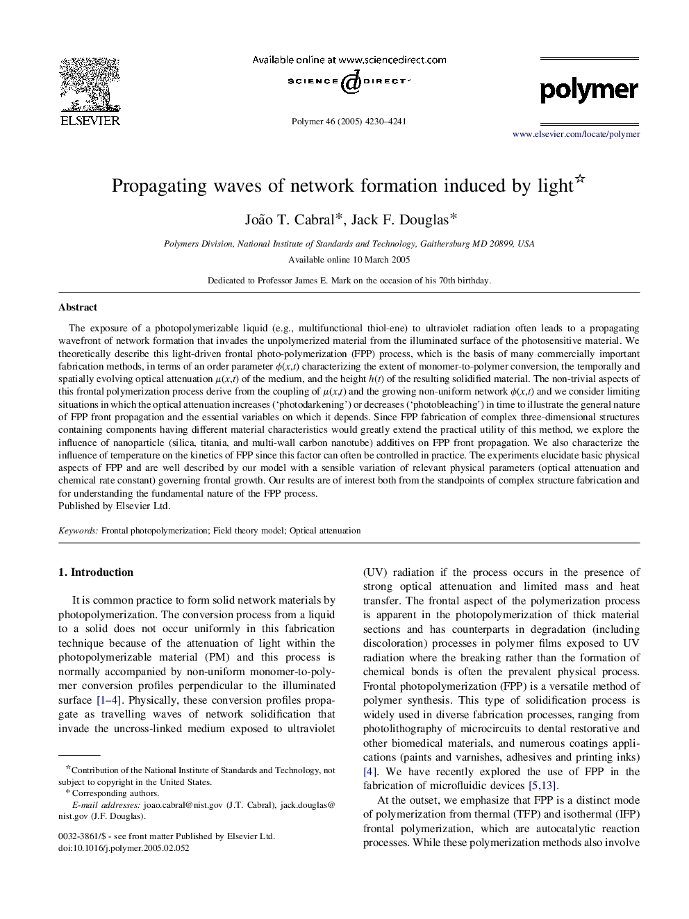 Propagating waves of network formation induced by light