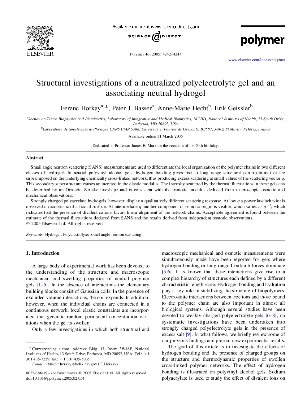 Structural investigations of a neutralized polyelectrolyte gel and an associating neutral hydrogel