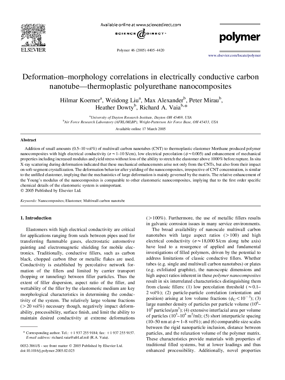 Deformation-morphology correlations in electrically conductive carbon nanotube-thermoplastic polyurethane nanocomposites