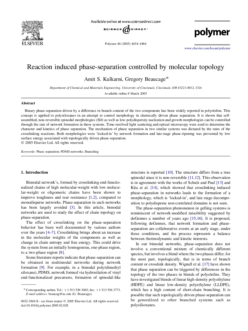 Reaction induced phase-separation controlled by molecular topology