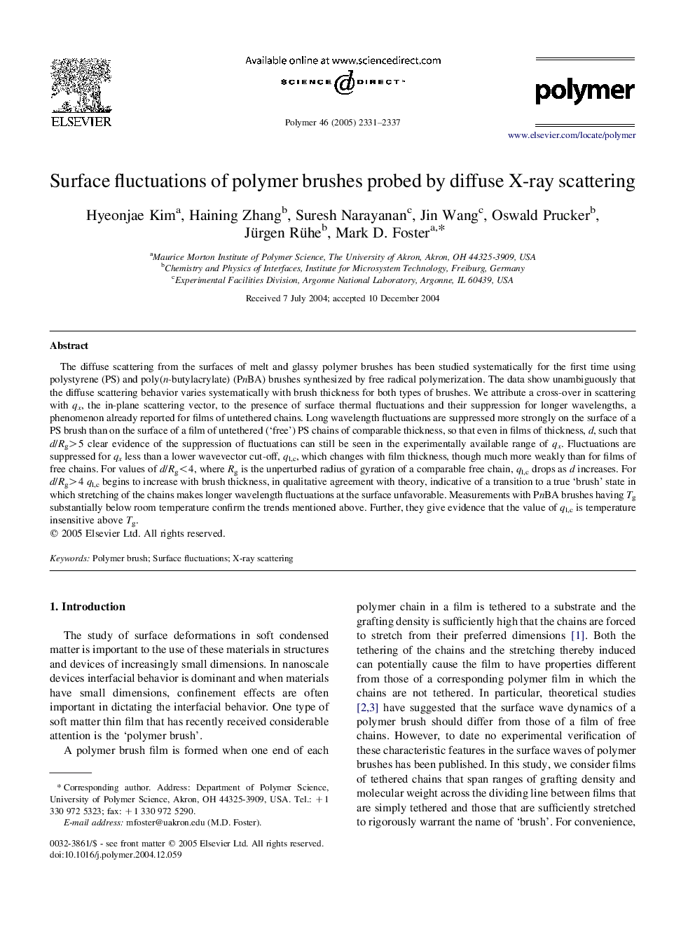 Surface fluctuations of polymer brushes probed by diffuse X-ray scattering