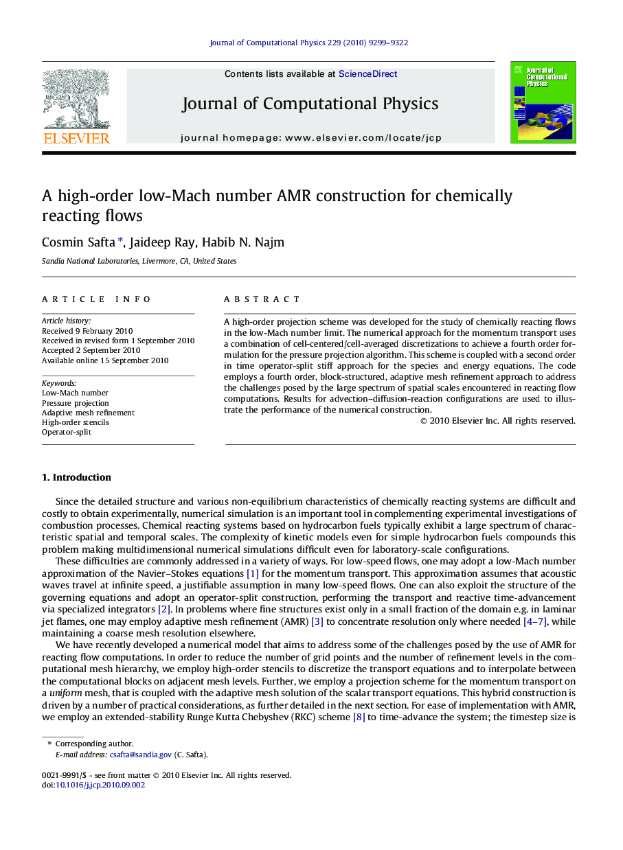 A high-order low-Mach number AMR construction for chemically reacting flows