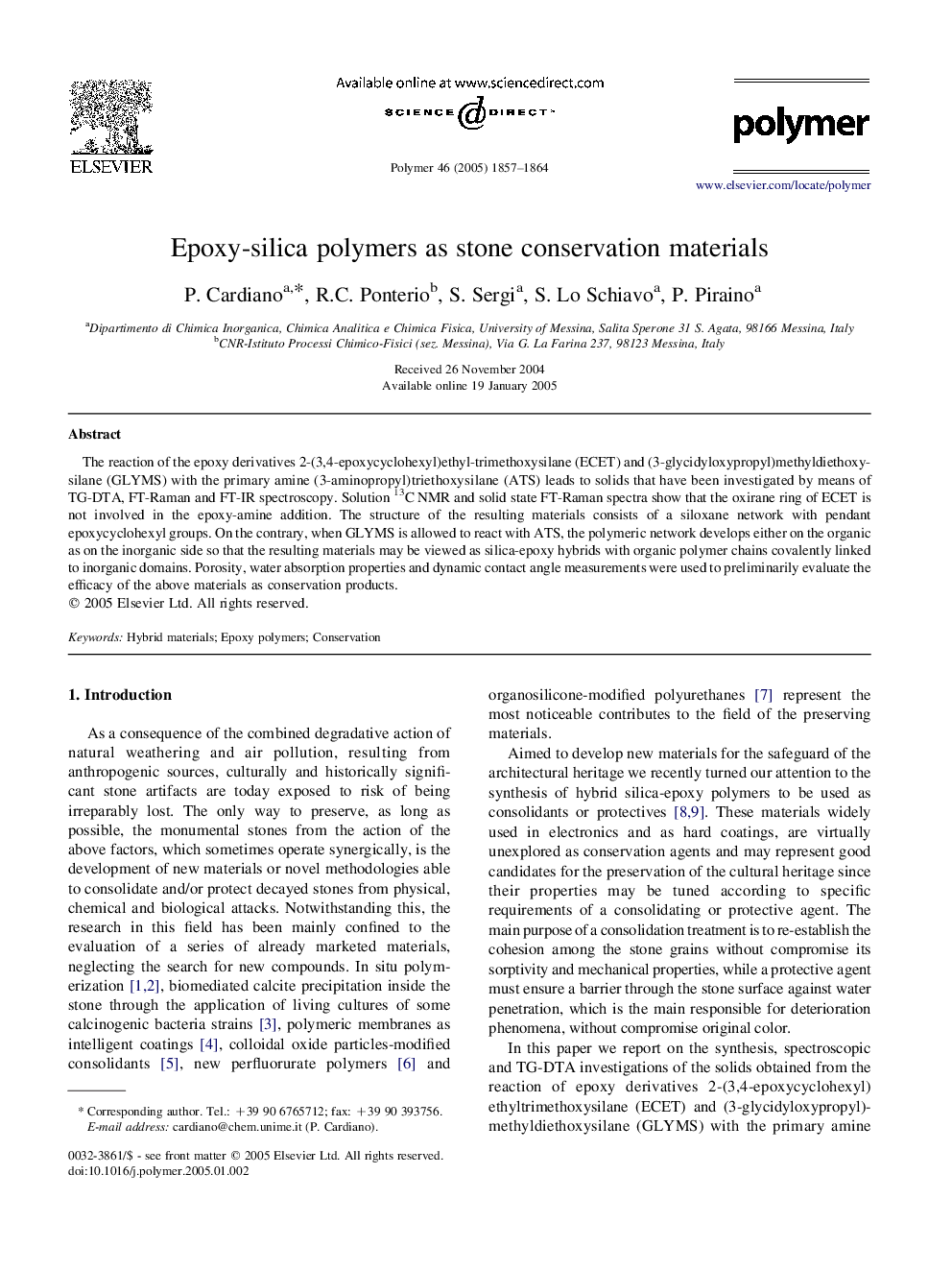 Epoxy-silica polymers as stone conservation materials