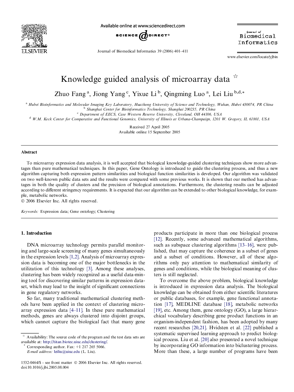 Knowledge guided analysis of microarray data 