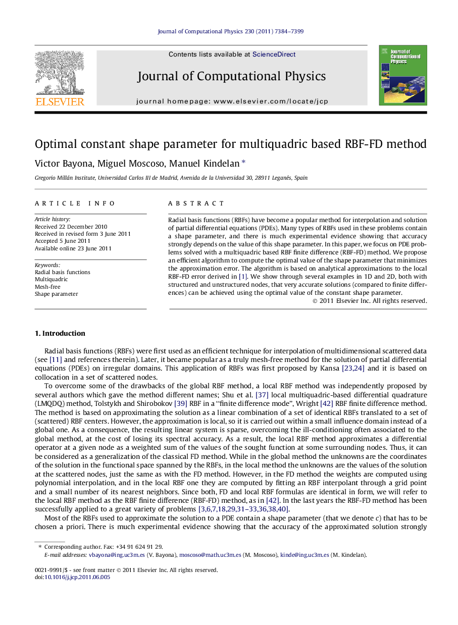 Optimal constant shape parameter for multiquadric based RBF-FD method