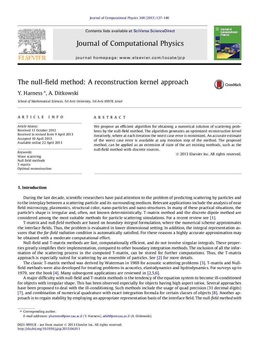 The null-field method: A reconstruction kernel approach