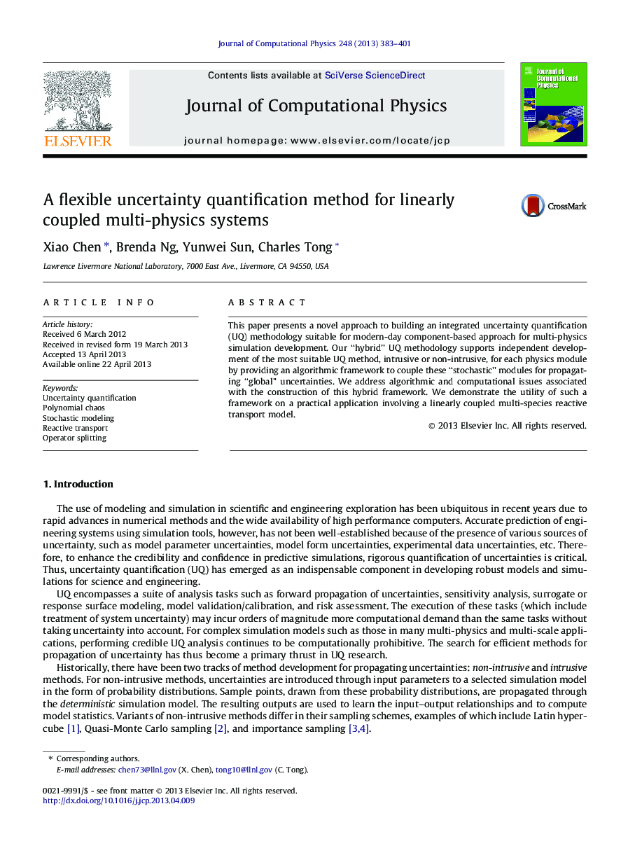 A flexible uncertainty quantification method for linearly coupled multi-physics systems