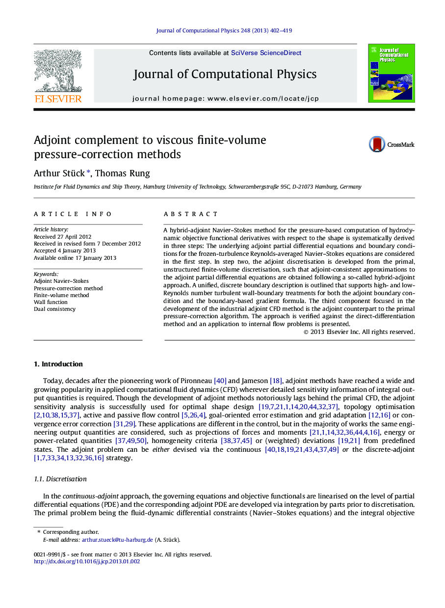 Adjoint complement to viscous finite-volume pressure-correction methods